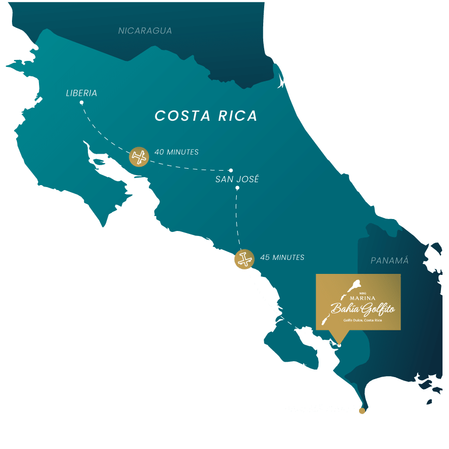 Map of Costa Rica and Golfito